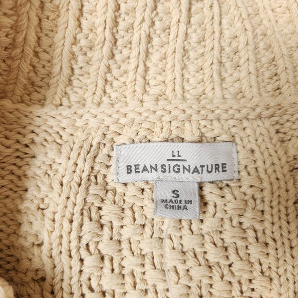 L.L. Bean Signature Cotton Fisherman Sweater Short Cardigan Beige Women Reg (S) - Picture 4 of 8